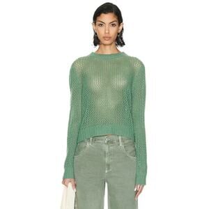 The Elder Statesman Divvy stitch crew sweater in green